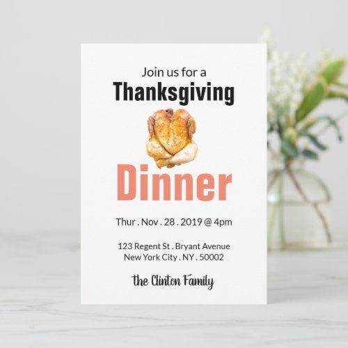 Roast Turkey Thanksgiving Dinner Invitation