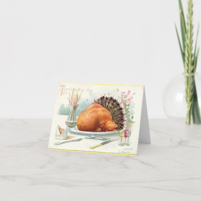Roast Turkey Vintage Tuck Thanksgiving Greeting Card (Front)
