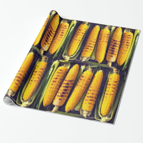 Roasted and Grilled Ears of Corn in Husks Wrapping Paper