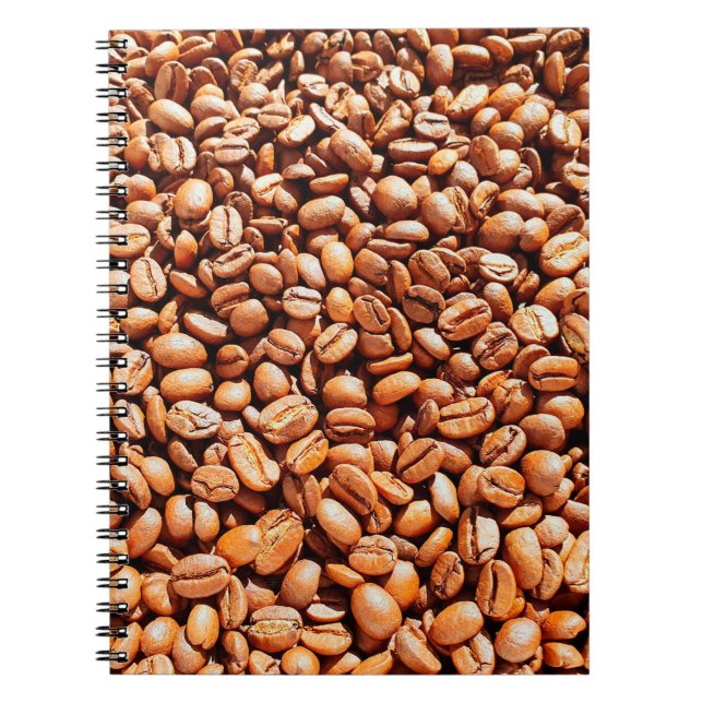 roasted aromatic coffee beans in sunlight, coffee  notebook (Front)
