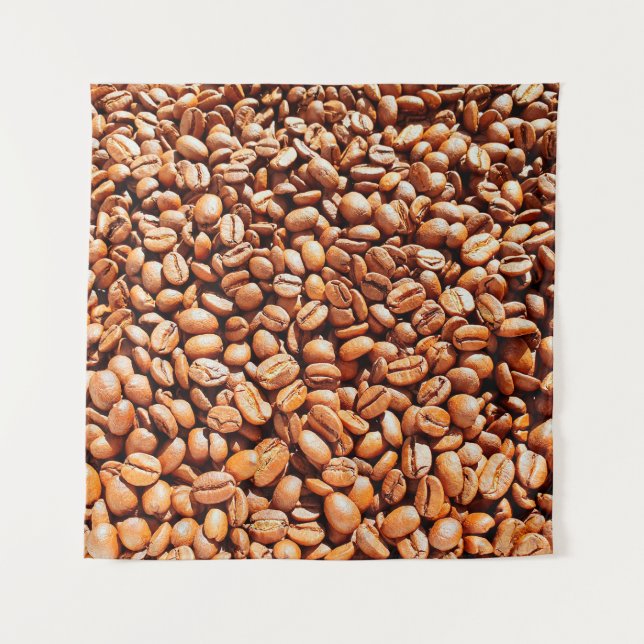 roasted aromatic coffee beans in sunlight, coffee  tapestry (Front)