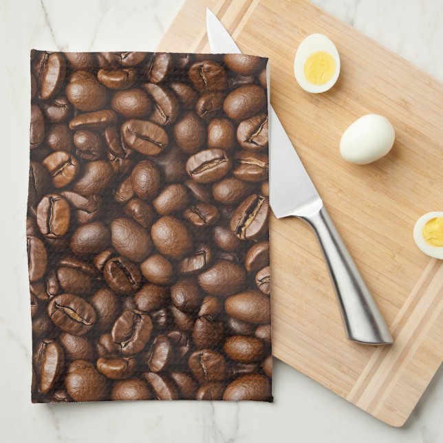 Roasted Coffee Beans Kitchen Towel (Quarter Fold)