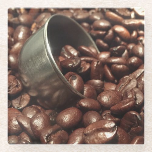 Roasted Coffee Beans Photograph Glass Coaster