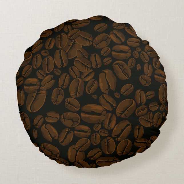 Roasted Coffee Beans Round Pillow (Back)