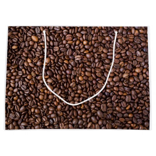 Roasted Coffee Beans Texture Structure Background Large Gift Bag