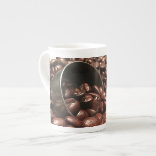 Roasted Coffee Beans With Silver Scoop Photograph Bone China Mug