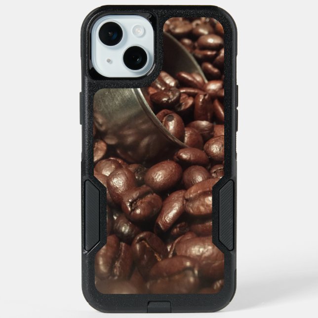 Roasted Coffee Beans With Silver Scoop Photograph iPhone 15 Plus Case (Back)