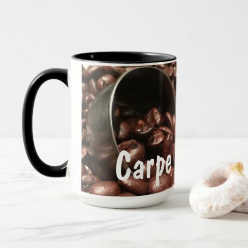 Roasted Coffee Beans with Silver Scoop Photograph Mug