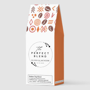 Roasted Coffee Modern Wedding Couple Name Orange