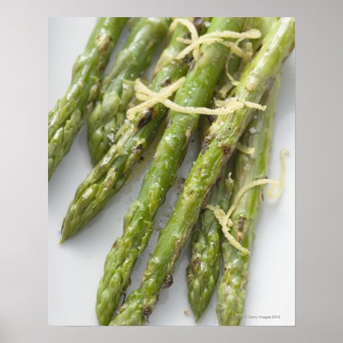 Roasted green asparagus with lemon zest poster