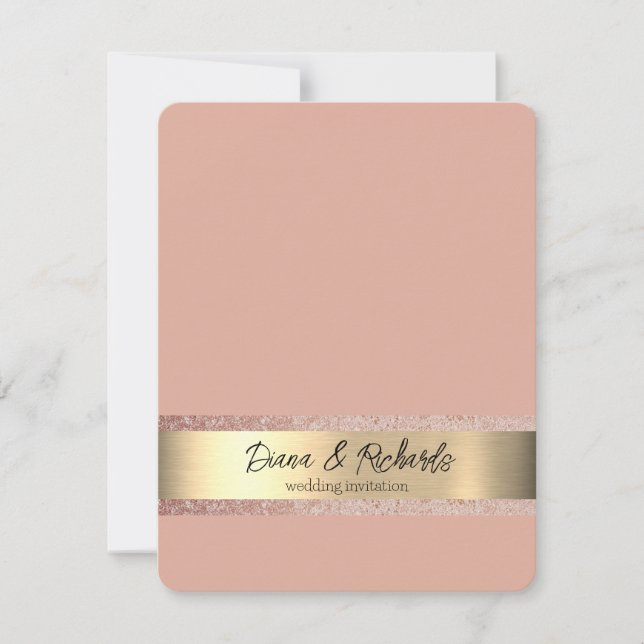 Roasted Peach Gold Foil Rustic Wedding Invitation (Front)