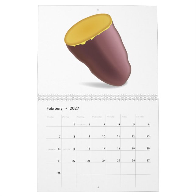Roasted Sweet Potato - Emoji Calendar (Feb 2027)