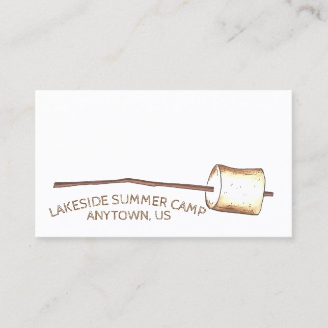 Roasted Toasted Marshmallow Camping Summer Camp Business Card (Front)