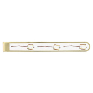 Roasted Toasted Marshmallow on Stick Camping Camp Gold Finish Tie Clip