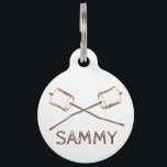 Roasted Toasted Summer Camp Campfire Marshmallow Pet Name Tag<br><div class="desc">Pet tag design features an original illustration of a pair of roasted campfire marshmallows on sticks. Just personalize with the name of your dog or cat. Lots of coordinating pet products are also available from this shop! Don't see exactly what you're looking for? Contact Rebecca to have a product customized...</div>