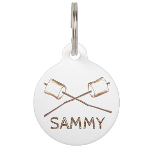 Roasted Toasted Summer Camp Campfire Marshmallow Pet Name Tag