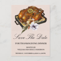 Roasted Turkey Floral Save the Date Thanksgiving