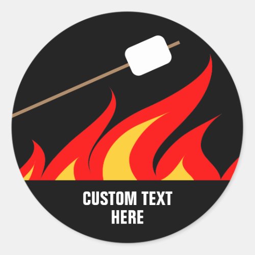 Roasting marshmallow stick on bonfire custom classic round sticker