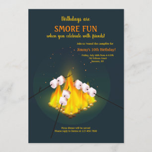Roasting Marshmallows Birthday Party Invitation