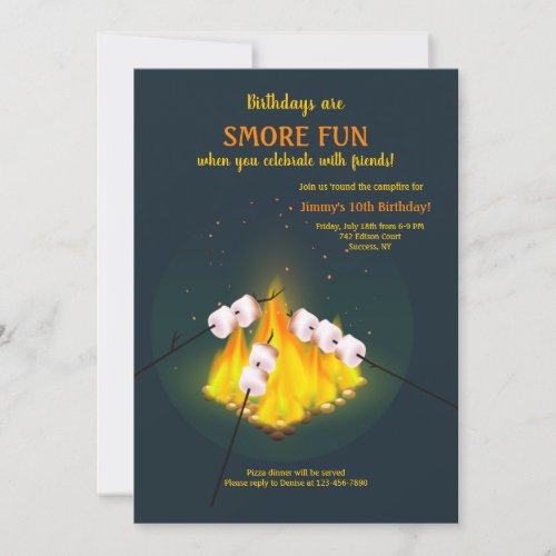 Roasting Marshmallows Birthday Party Invitation