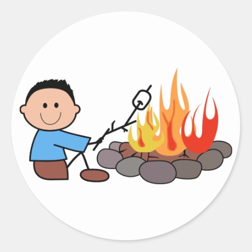 Roasting Marshmallows Classic Round Sticker