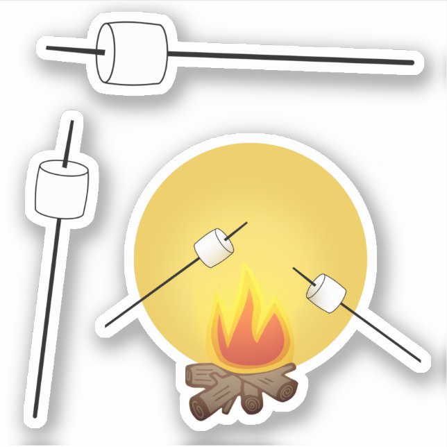 Roasting Marshmallows over Campfire Sticker (Front)