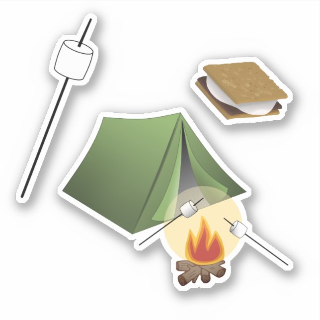 Roasting Marshmallows over Campfire Sticker (Front)
