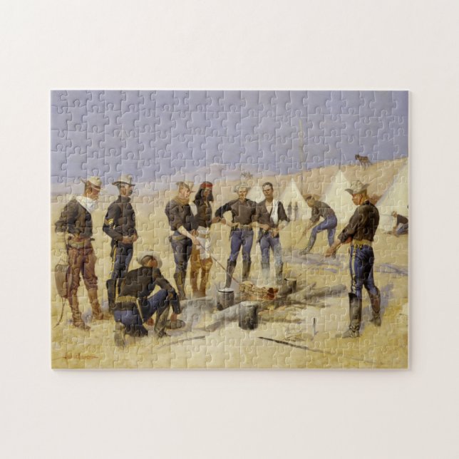 Roasting the Christmas Beef in a Cavalry Camp Jigsaw Puzzle (Horizontal)