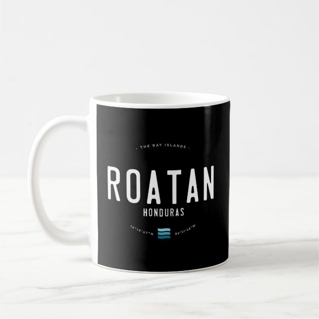 Roatan Honduras Beach Waves Coffee Mug (Left)