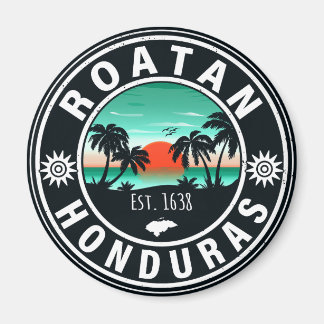 Roatán Honduras Island Retro Sunset Souvenirs 80s Magnet
