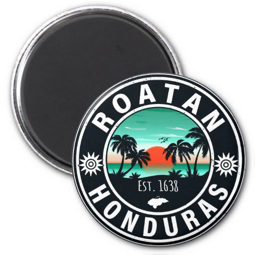 Roatn Honduras Island Retro Sunset Souvenirs 80s Magnet