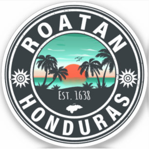 Roatán Honduras Island Retro Sunset Souvenirs 80s Sticker