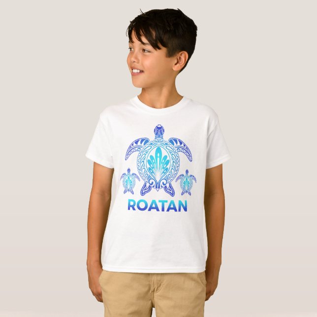 Roatan Honduras Ocean Blue Sea Turtle Souvenirs T-Shirt (Front Full)