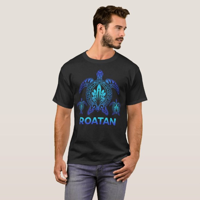 Roatan Honduras Ocean Blue Sea Turtle Souvenirs T-Shirt (Front Full)