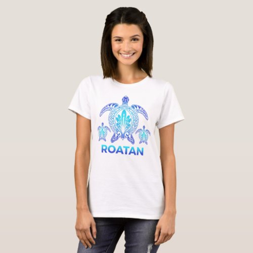 Roatan Honduras Ocean Blue Sea Turtle Souvenirs T_Shirt