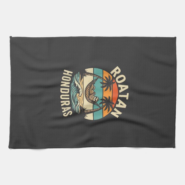 Roatan Honduras Sloth T-Shirt Kitchen Towel (Horizontal)