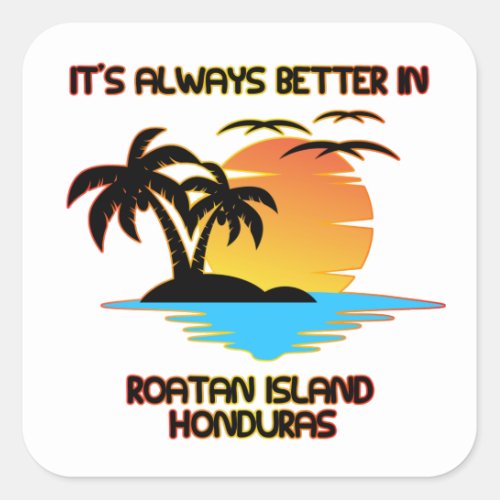 Roatan Island Caribbean Tropical Beach Honduras  Square Sticker