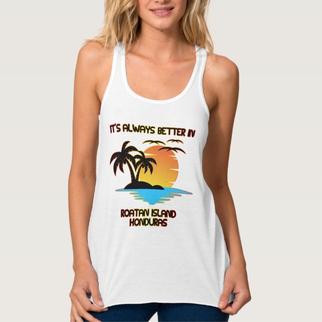 Roatan Island Caribbean Tropical Beach Honduras  Tank Top (Front)