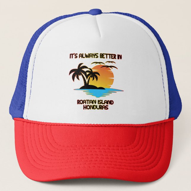 Roatan Island Caribbean Tropical Beach Honduras  Trucker Hat (Front)