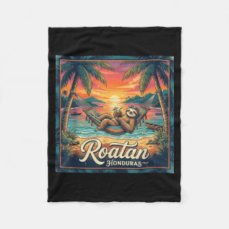 Roatan Island Honduras Relaxing Sloth Beach Summer Fleece Blanket