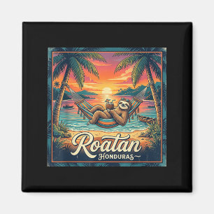 Roatan Island Honduras Relaxing Sloth Beach Summer Magnet