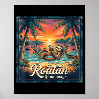 Roatan Island Honduras Relaxing Sloth Beach Summer Poster