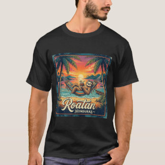 Roatan Island Honduras Relaxing Sloth Beach Summer T-Shirt