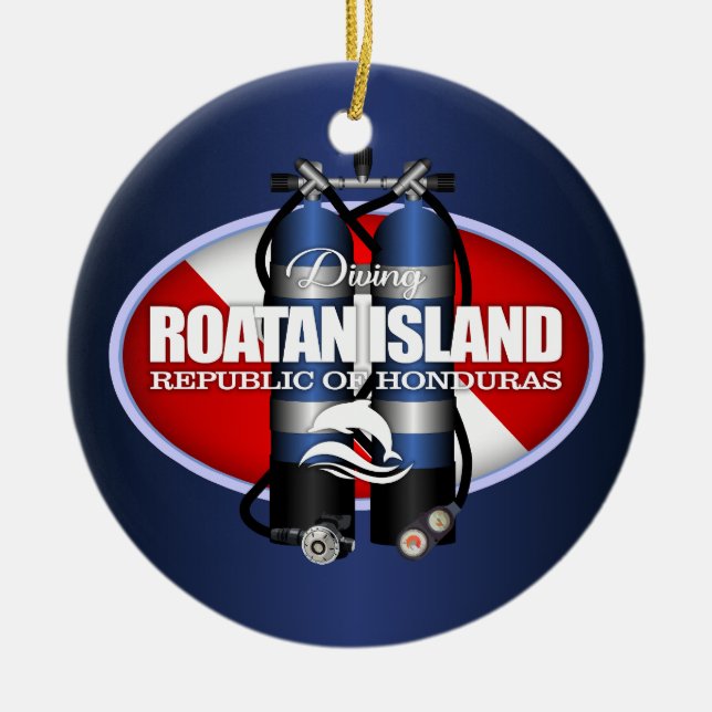 Roatan Island (ST) Ceramic Ornament (Front)