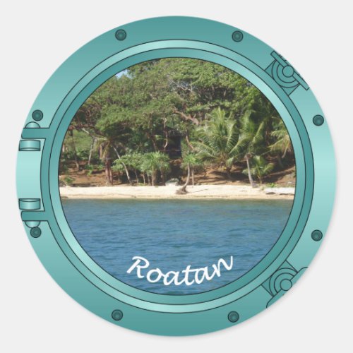 Roatan Porthole Classic Round Sticker