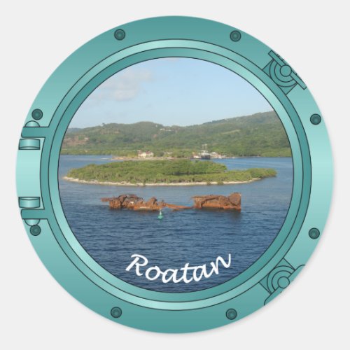 Roatan Porthole Classic Round Sticker
