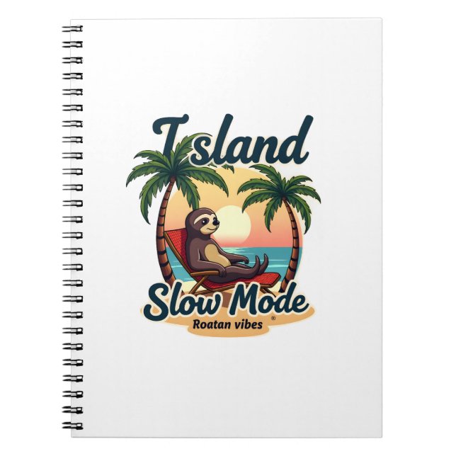 Roatan Sloth Vintage Island Relax Graphic 2 Notebook (Front)