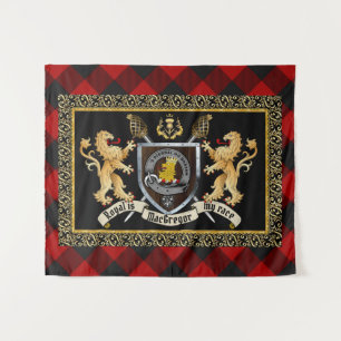 Rob Roy MacGregor Clan Badge & Motto w/Lions Tapestry