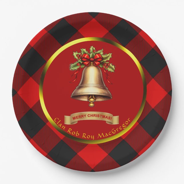 Rob Roy MacGregor Tartan Personalized Christmas Paper Plates (Front)