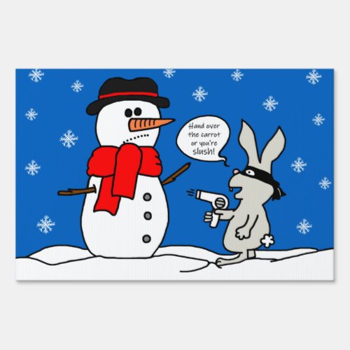 Robber Bunny And Snowman  Sign